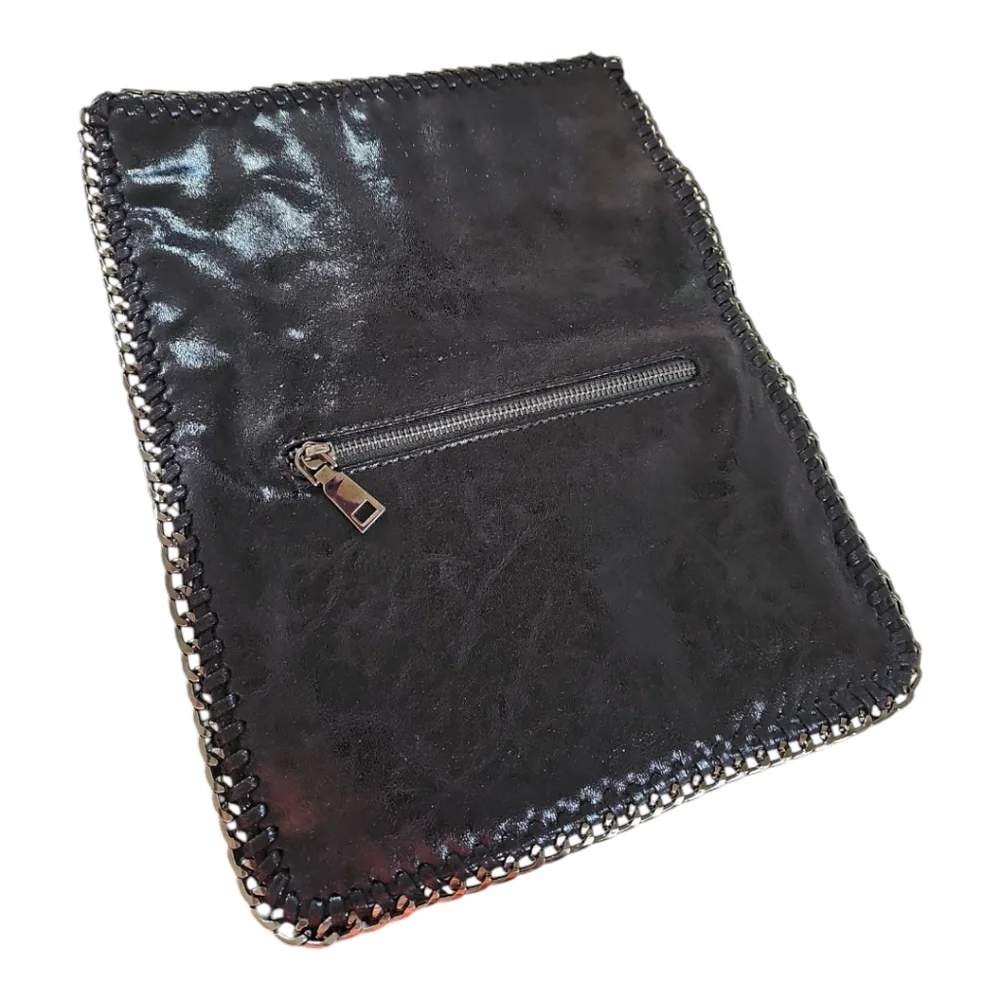 Black Clutch Evening Bag w/ Chain Trim - Picture 3 of 6